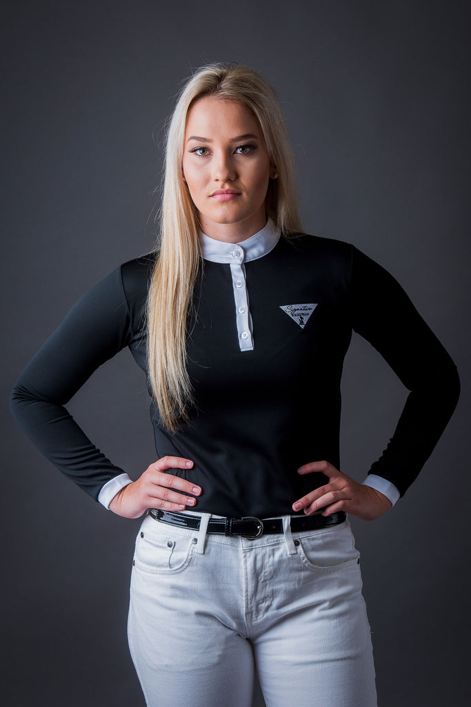 Long Sleeve Technical Riding Shirt - Black & Navy