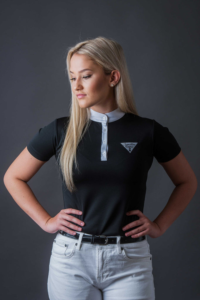 Short sleeve Technical Riding Shirt - Black | Signature Equestrian QLD