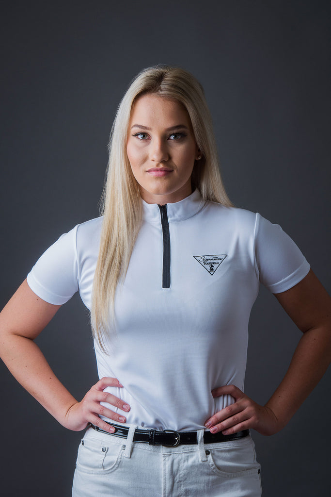 Short Sleeve Technical with Zipper - White