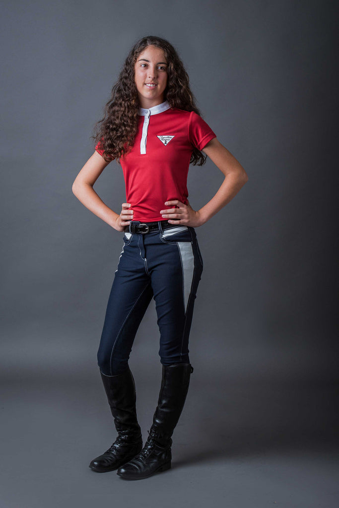 Girls Technical Riding Shirt - Red | Signature Equestrian QLD