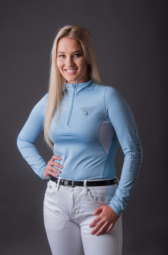 Long Sleeve Outdoor Shirt with Mesh Vent - Blue | Signature Equestrian