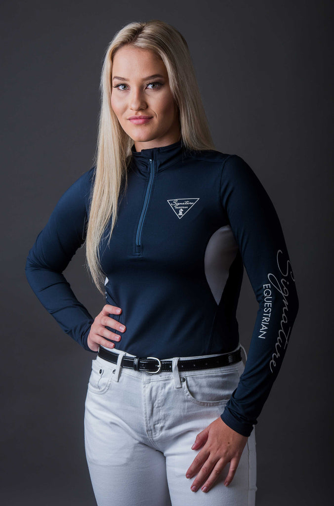 Long sleeve Outdoor Shirt with Mesh Vent - Navy | Signature Equestrian