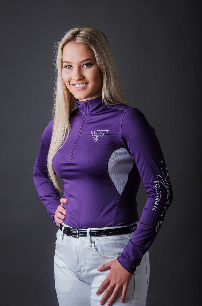 Long Sleeve Outdoor Shirt with Mesh Vent Purple | Signature Equestrian